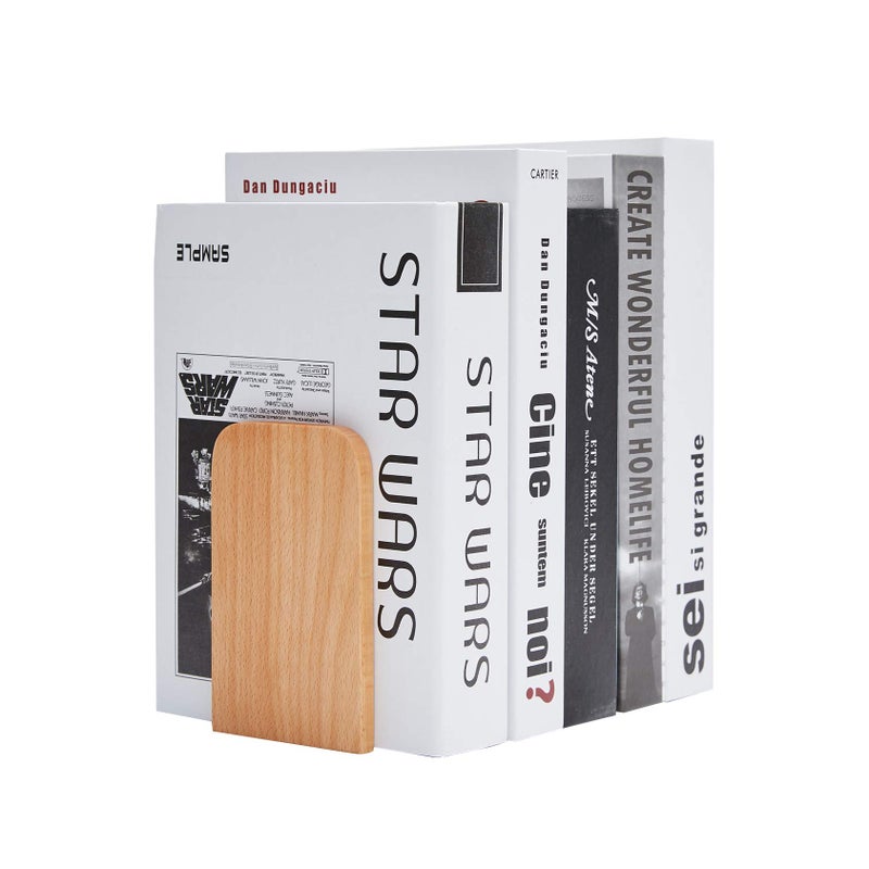 Pandapark Wood Bookends Non-Skid Bookend for Shelves Heavy Duty Bookends Book Stand for Books/CDs 1 Pair - Image 5